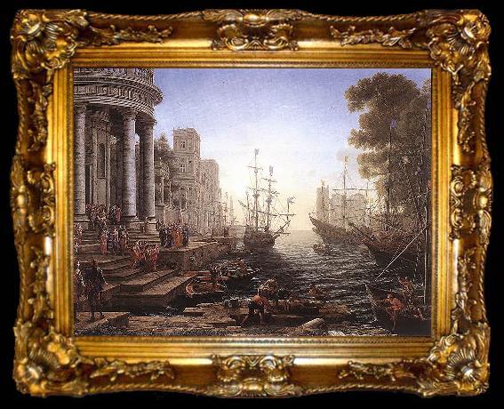 framed  Claude Lorrain Port Scene with the Embarkation of St Ursula, ta009-2